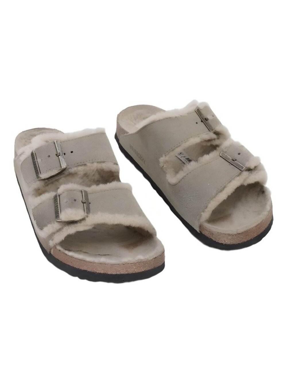 Arizona Shearling Two-Strap Sandals Taupe EU 41 US 10